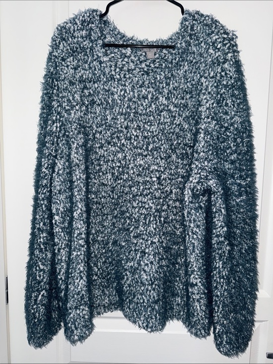 Falls Creek Sweaters - Falls Creek Marled Charcoal & White Fuzzy Crewneck Sweater